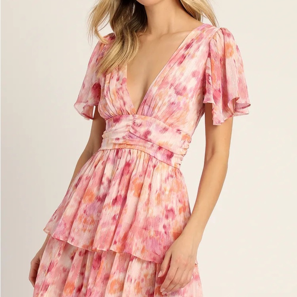 NWT! Lulus Pink Flutter Sleeve Mini Dress